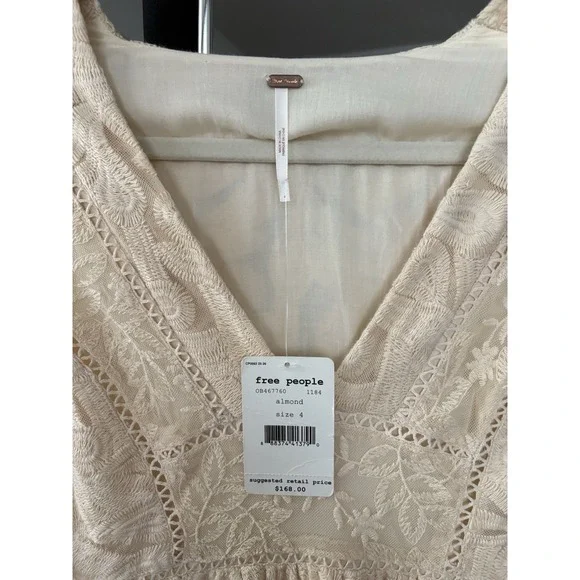 $168 Free People Mountain Laurel Lace Crochet Dress Almond Beige Ivory 4 S NWT $168 Free People Mountain Laurel Lace Crochet Dress Almond Beige Ivory 4 S NWT